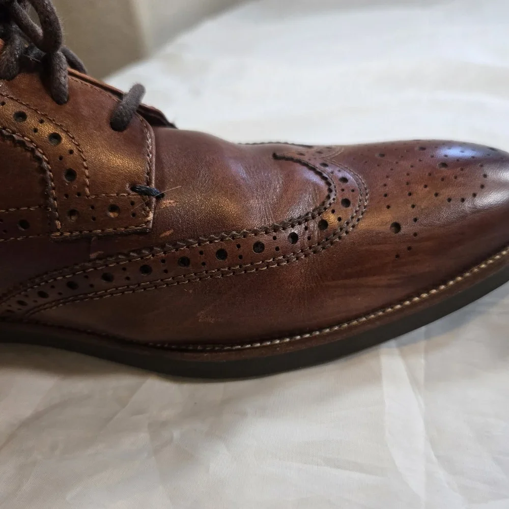 Florsheim Comfortech Ortholite Wingtip Oxford Brogue Brown Leather Men's 9.5M